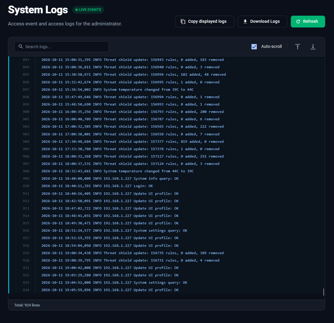 Miniature: systemlog